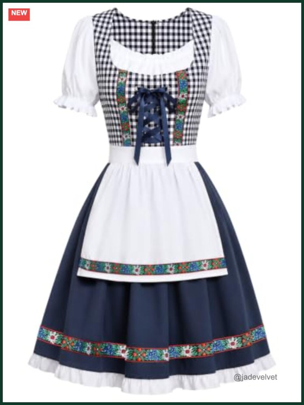 Women's Oktoberfest Dirndl Dress Cotton Costume with Apron